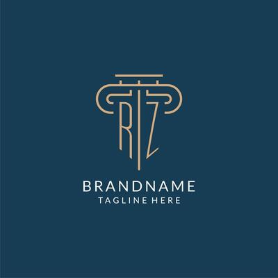Initial letter RZ pillar logo, law firm logo design inspiration