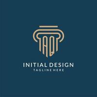 Initial AQ pillar logo style, luxury modern lawyer legal law firm logo design vector