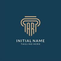 Initial AR pillar logo style, luxury modern lawyer legal law firm logo design vector