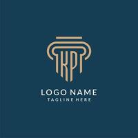 Initial KP pillar logo style, luxury modern lawyer legal law firm logo design vector
