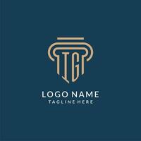 Initial IG pillar logo style, luxury modern lawyer legal law firm logo design vector