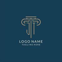 Initial letter JT pillar logo, law firm logo design inspiration vector