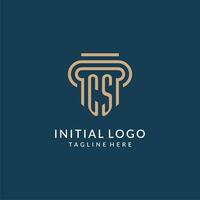 Initial CS pillar logo style, luxury modern lawyer legal law firm logo design vector