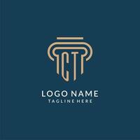 Initial CT pillar logo style, luxury modern lawyer legal law firm logo design vector