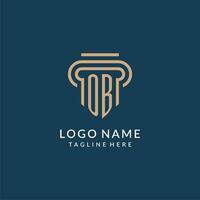 Initial OB pillar logo style, luxury modern lawyer legal law firm logo design vector