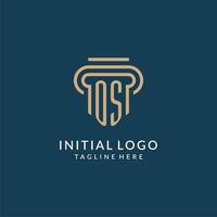 Initial OS pillar logo style, luxury modern lawyer legal law firm logo design vector