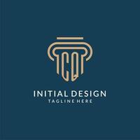 Initial CQ pillar logo style, luxury modern lawyer legal law firm logo design vector