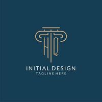 Initial letter HQ pillar logo, law firm logo design inspiration vector