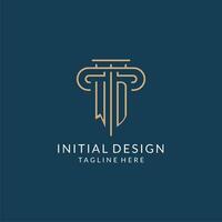 Initial letter WD pillar logo, law firm logo design inspiration vector