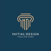 Initial MD pillar logo style, luxury modern lawyer legal law firm logo design vector