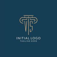 Initial letter VS pillar logo, law firm logo design inspiration vector