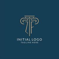 Initial letter ZF pillar logo, law firm logo design inspiration vector
