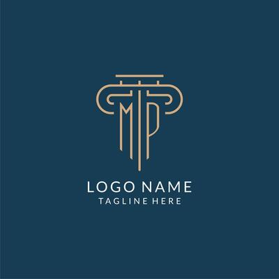 Initial letter MP pillar logo, law firm logo design inspiration