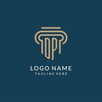 inicial dp pilar logo estilo, lujo moderno abogado legal ley firma logo diseño vector