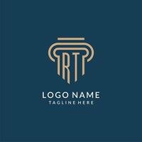 Initial RT pillar logo style, luxury modern lawyer legal law firm logo design vector