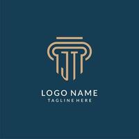 Initial JT pillar logo style, luxury modern lawyer legal law firm logo design vector