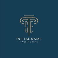 Initial letter SE pillar logo, law firm logo design inspiration vector