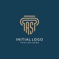 Initial AS pillar logo style, luxury modern lawyer legal law firm logo design vector