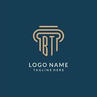 Initial BT pillar logo style, luxury modern lawyer legal law firm logo design vector