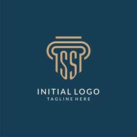 Initial SS pillar logo style, luxury modern lawyer legal law firm logo design vector