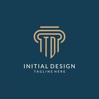 inicial td pilar logo estilo, lujo moderno abogado legal ley firma logo diseño vector