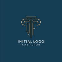 Initial letter QF pillar logo, law firm logo design inspiration vector