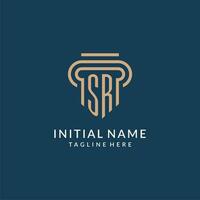 Initial SR pillar logo style, luxury modern lawyer legal law firm logo design vector