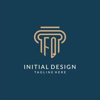 Initial FQ pillar logo style, luxury modern lawyer legal law firm logo design vector