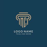 Initial MC pillar logo style, luxury modern lawyer legal law firm logo design vector