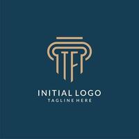 Initial TF pillar logo style, luxury modern lawyer legal law firm logo design vector