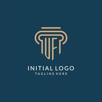 Initial UF pillar logo style, luxury modern lawyer legal law firm logo design vector