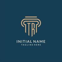 Initial TR pillar logo style, luxury modern lawyer legal law firm logo design vector