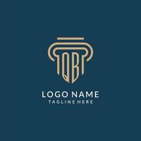 Initial QB pillar logo style, luxury modern lawyer legal law firm logo design vector