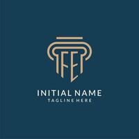 Initial FE pillar logo style, luxury modern lawyer legal law firm logo design vector