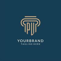 Initial PU pillar logo style, luxury modern lawyer legal law firm logo design vector