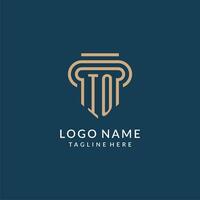 Initial IO pillar logo style, luxury modern lawyer legal law firm logo design vector