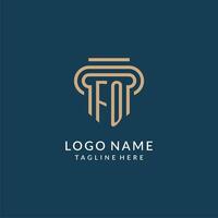 Initial FO pillar logo style, luxury modern lawyer legal law firm logo design vector