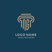 Initial NG pillar logo style, luxury modern lawyer legal law firm logo design vector