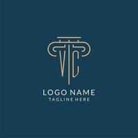 Initial letter VC pillar logo, law firm logo design inspiration vector