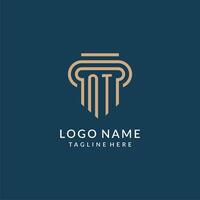 Initial NT pillar logo style, luxury modern lawyer legal law firm logo design vector