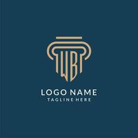 Initial WB pillar logo style, luxury modern lawyer legal law firm logo design vector