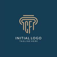 Initial CF pillar logo style, luxury modern lawyer legal law firm logo design vector