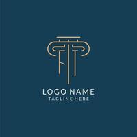 Initial letter FT pillar logo, law firm logo design inspiration vector