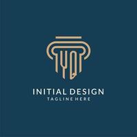 Initial YQ pillar logo style, luxury modern lawyer legal law firm logo design vector