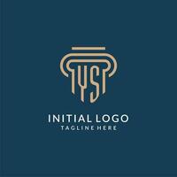 Initial YS pillar logo style, luxury modern lawyer legal law firm logo design vector