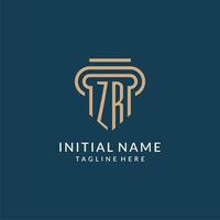 Initial ZR pillar logo style, luxury modern lawyer legal law firm logo design vector