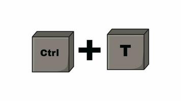 animação do a forma do a ctrl chave e t chave em a teclado video