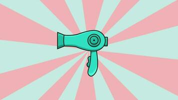 Animated hairdryer icon with a rotating background video