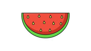 The animation forms a moving icon of a piece of watermelon video