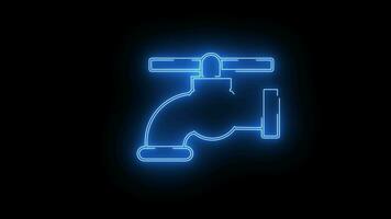 animato icona nel il forma di un' acqua rubinetto con un' neon sciabola effetto video